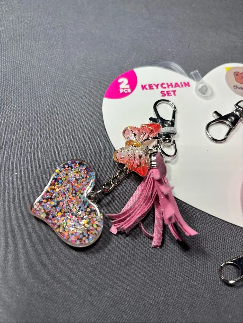 New Pink Bow Heart Coin Purse & Keychain Set of 2